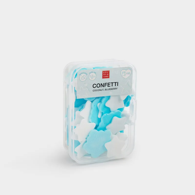 Мыло-конфетти, 2 см, 80 шт, белое/голубое, Кокос/Черника, Звезды и снежки, Confetti