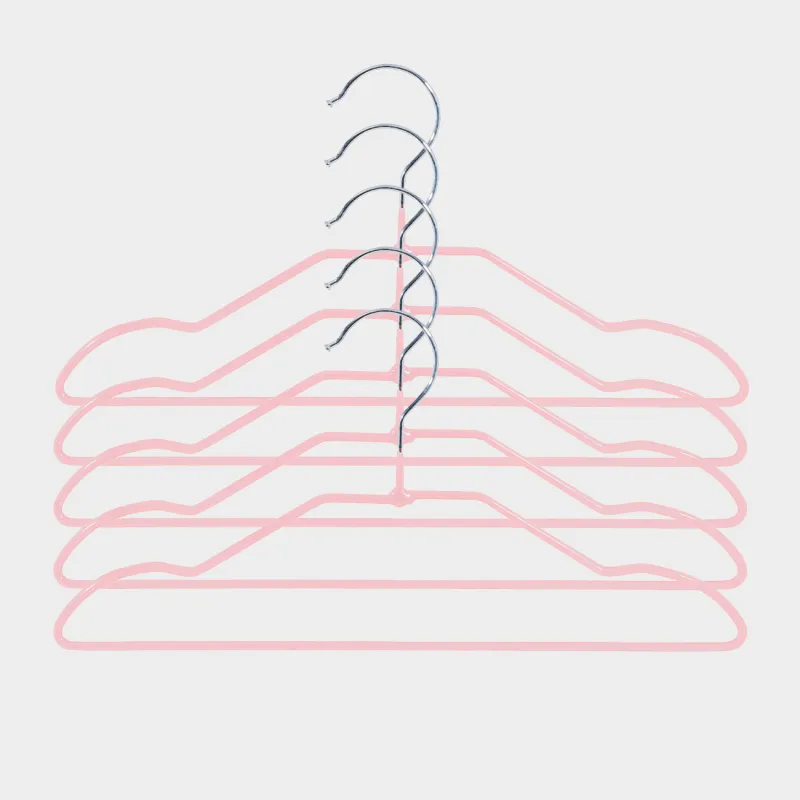 Вешалка-плечики, 28 см, 5 шт, детская, металл с покрытием, розовая, Colorful house, image-0