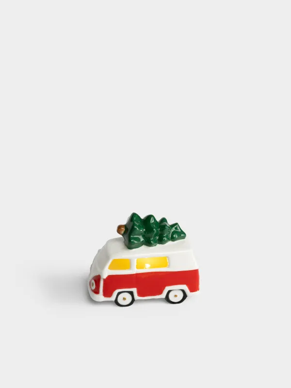 Статуэтка с подсветкой, 8 см, Машина с елкой, Red car, image-0
