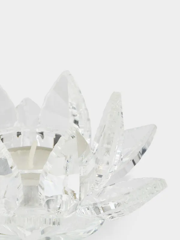 Подсвечник, 13 см, для чайной свечи, кристальное стекло, Лотос, Crystal flower, image-1