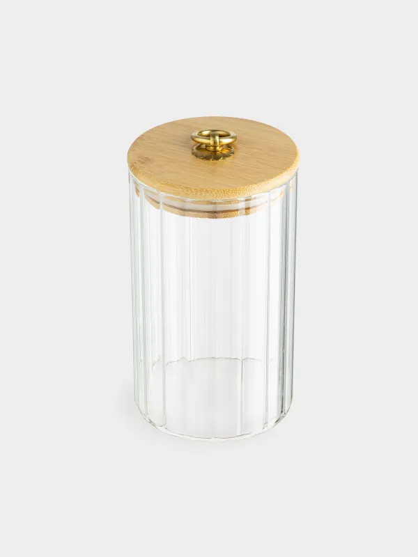Банка для сыпучих продуктов, 800 мл, стекло Б/бамбук, Camellia, image-1