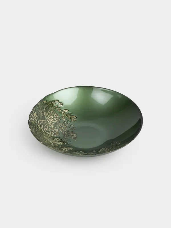 Ваза для фруктов, 30х8 см, стекло, зеленая, Еловая ветка, Brumal, image-4