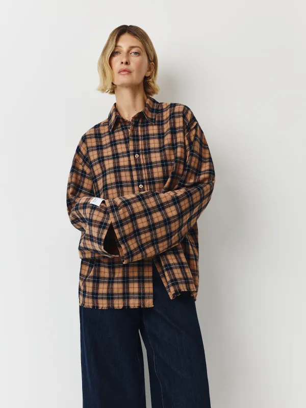 Рубашка с длинным рукавом, сине-коричневая, Leonor, image-2