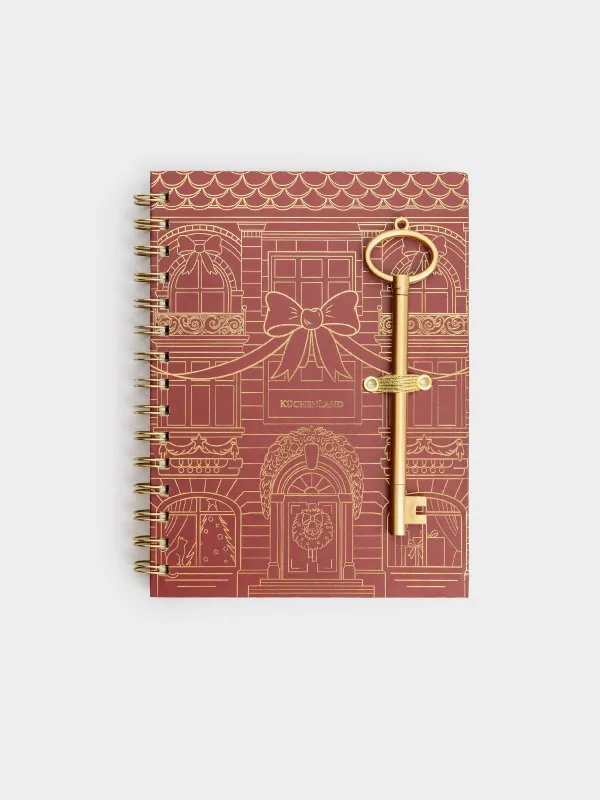 Блокнот для записей, 15х20 см, 80 листов, с ручкой, на кольцах, Stationery gold, image-0