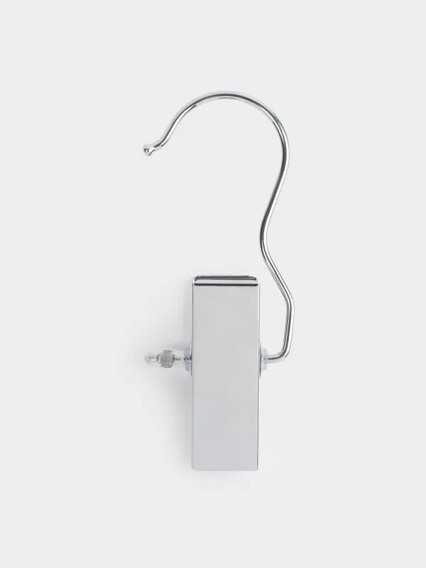 Вешалка для шарфов/платков, 12х4 см, с зажимом, металл/пластик, серебристая, Colorful house, image-0