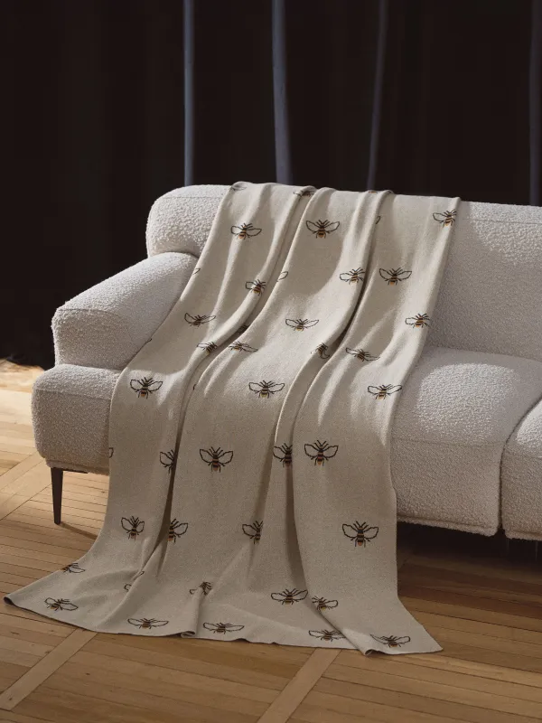 Плед, 130х170 см, хлопок, бежевый, Пчелы, Honey, image-1
