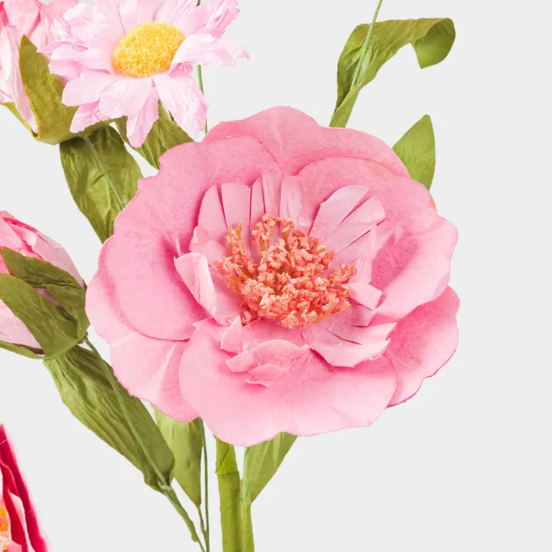 Ветка декоративная, 58 см, бумага/пластик, Розовые пионы, Flower garden, image-3