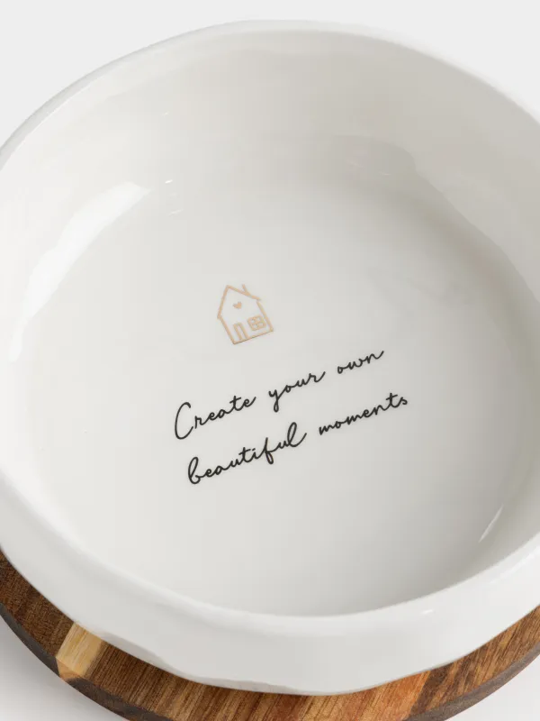 Салатник, 20х6 см, на подставке, Мятый эффект, Crumple kitchen, image-1