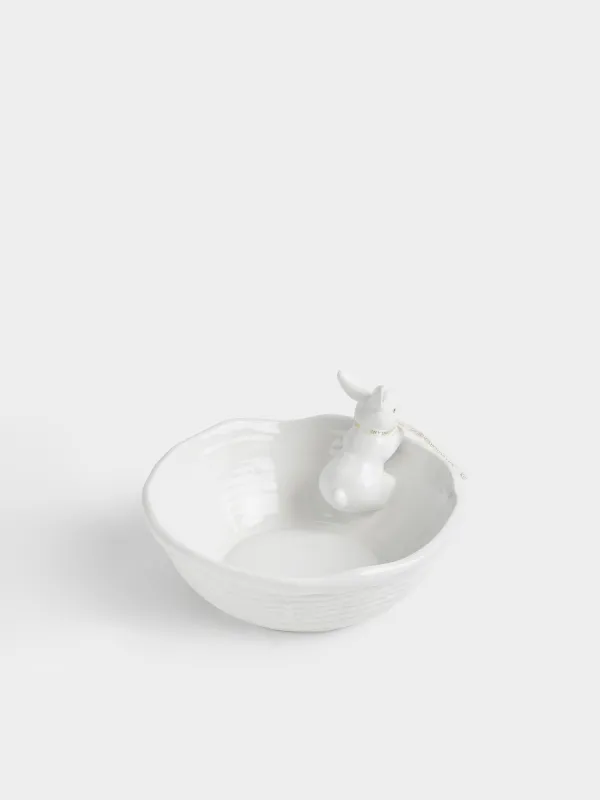 Салатник с декором, 23х14 см, 1,5 л, керамика D, молочно-золотистый, Кролик в корзине, Rabbit gold, image-3