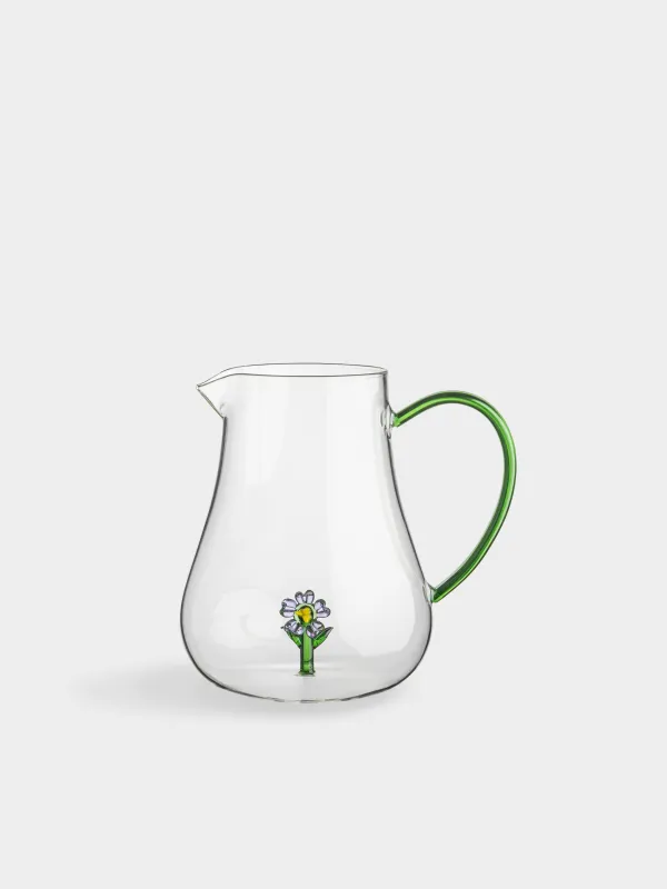 Кувшин, 1,6 л, стекло Б, зеленая ручка, Цветок, Shape, image-0