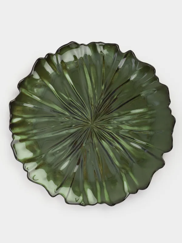 Тарелка обеденная, 28 см, стекло, зеленая, Verge, image-0