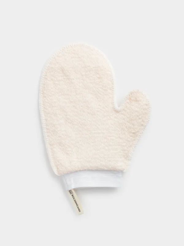 Мочалка-варежка для мытья тела, 20х16 см, нейлон/хлопок, бежевая, Unique spa, image-4