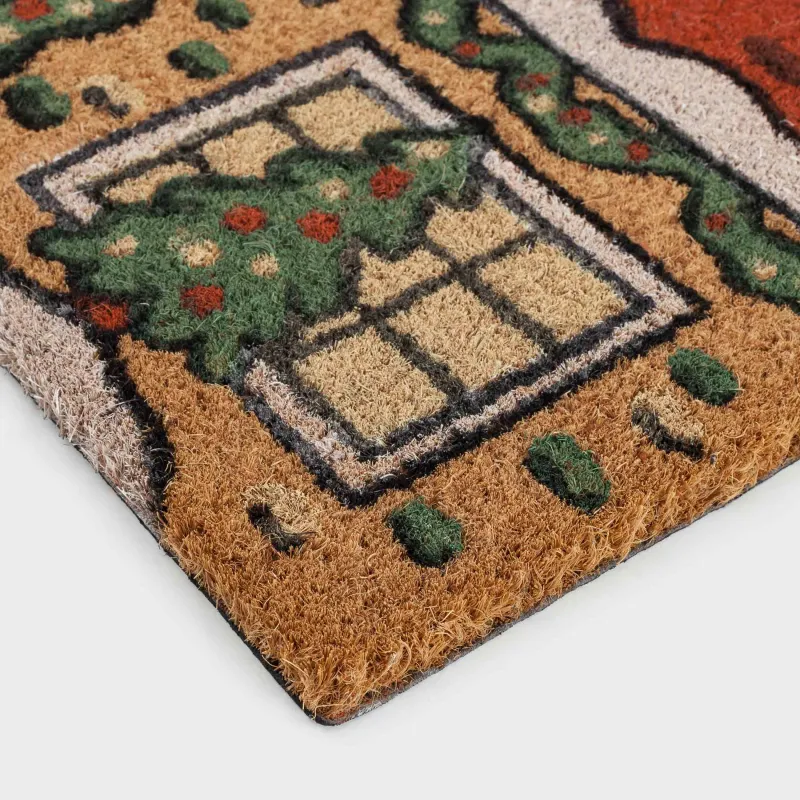 Коврик придверный, 40х60 см, кокос/ПВХ, бежевый, Новогодний дом, House built, image-2