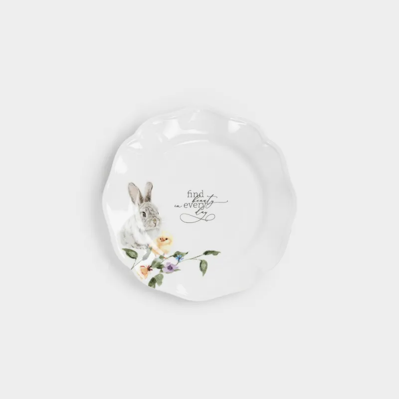 Тарелка закусочная, 19 см, фарфор N, белая, Кролик и цыпленок, Rabbit Easter