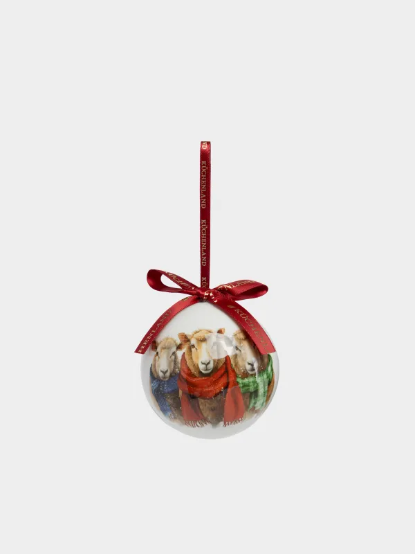 Игрушка елочная, 7 см, Шар, Три овечки, Ball print, image-0