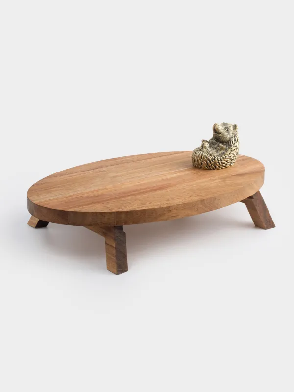 Блюдо сервировочное, 30х18 см, на ножках, дерево/полирезин, овальное, Ежик, Noble tree, image-1