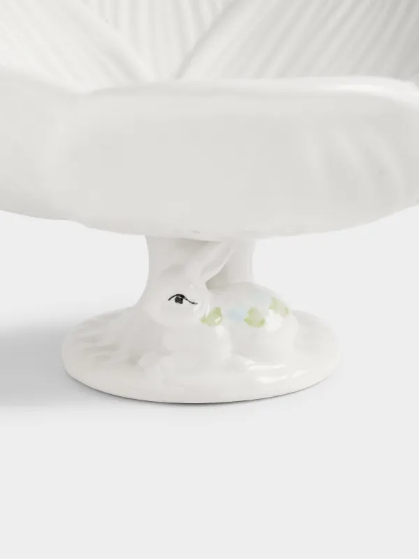 Блюдо на ножке, 20х9 см, керамика D, молочное, Кролик и цветок, Rabbit bloome, image-3