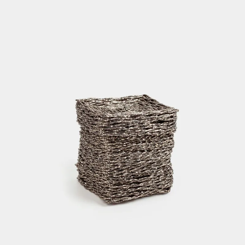 Шкатулка, 10х10 см, бисер, темно-серая, Shiny beads