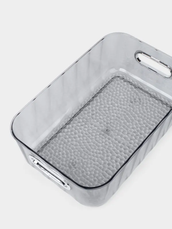 Ящик-органайзер, 25х16х8 см, с ручками, пластик, серый, Renaissance clear, image-4