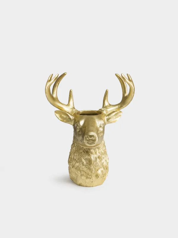 Ваза декоративная, 39 см, Голова оленя, Deer gold, image-0