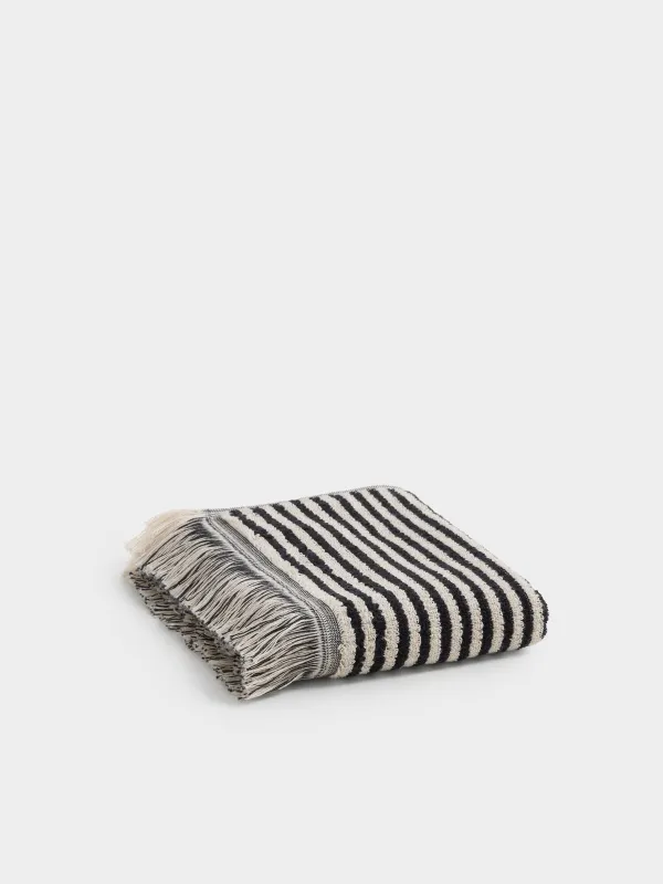Полотенце, 40х60 см, хлопок, черно-бежевое, Полосы, Striped cotton, image-0