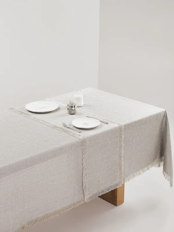 Дорожка настольная, 40х160 см, с бахромой, полиэстер, серый меланж, Beverin, image-7