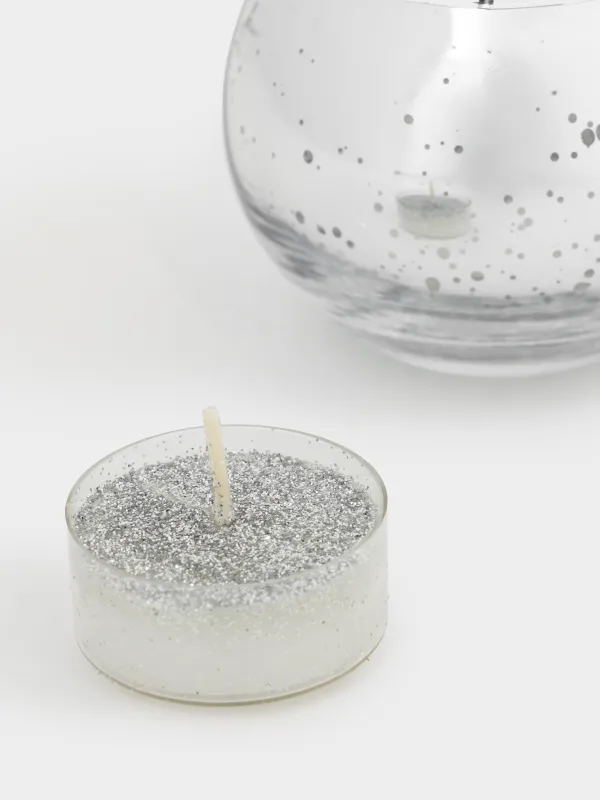 Свеча ароматическая, чайная, 4 см, 4 шт, с подсвечником, Patina, image-3