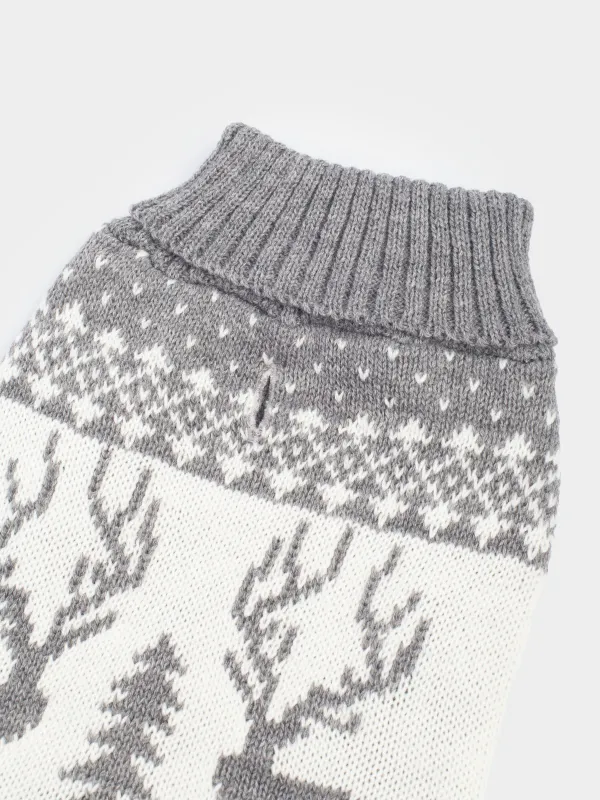 Свитер для животных, 25 см, р. XS, акрил, серо-белый, Олени, Fashion pet, image-2