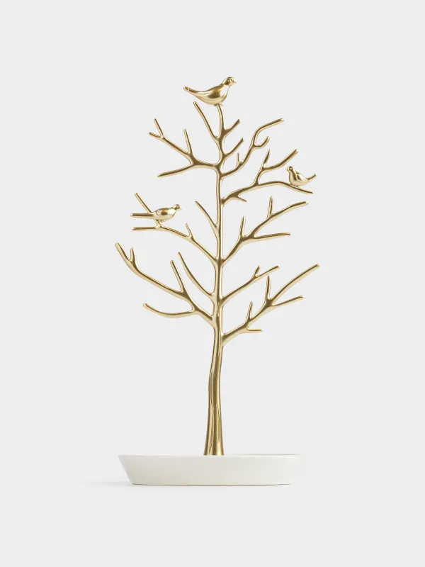 Держатель для украшений, 30 см, металл, золотистый, Дерево с птицами, Magic tree, image-2
