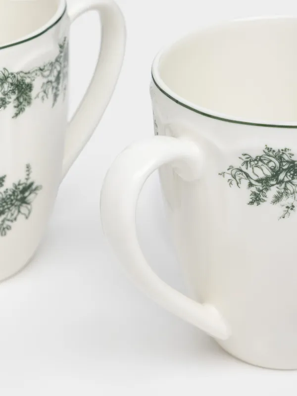 Кружка, 380 мл, 2 шт, фарфор N, бело-зеленая, Зимний букет, Winter lace, image-3