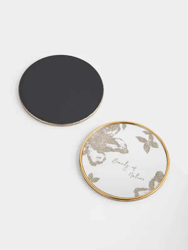 Подставка под стакан, 10 см, 2 шт, пластик/акрил, круглая, Листья, Plastic print, image-2