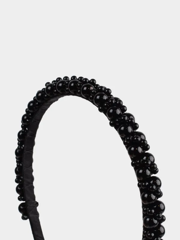 Ободок для волос, 13х16 см, пластик/металл, черный, Бусины, Hairstyle, image-3