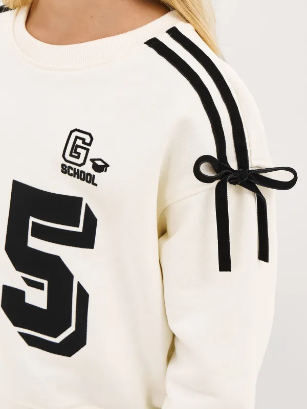 Свитшот детский, для девочек, молочный, Romana, image-2