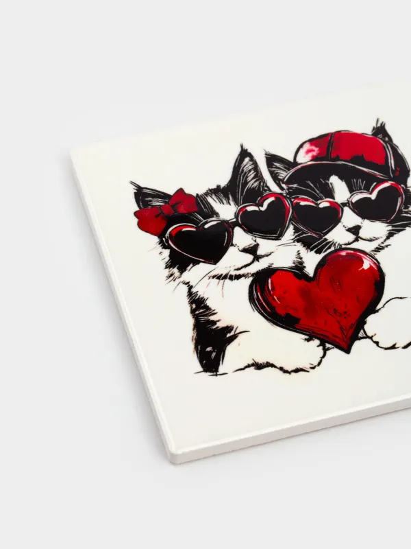 Подставка под кружку, Коты и сердце, Cat amour, image-2