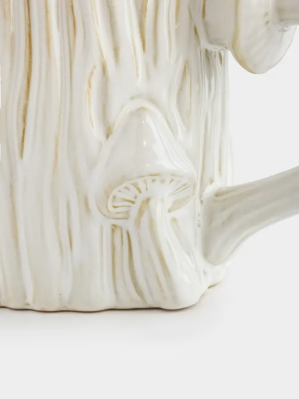 Кружка, 470 мл, фарфор P, молочно-бежевая, Гриб на дереве, Slight frost, image-1