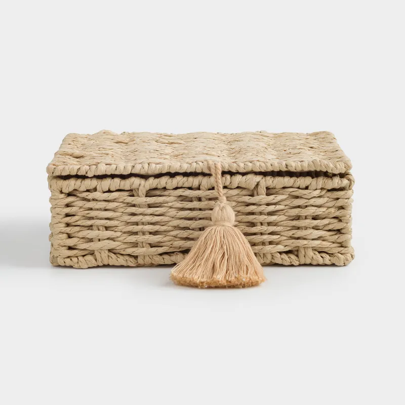 Коробка для чая, 21х16 см, 6 отд, плетеная, целлюлоза/металл, прямоугольная, Braided