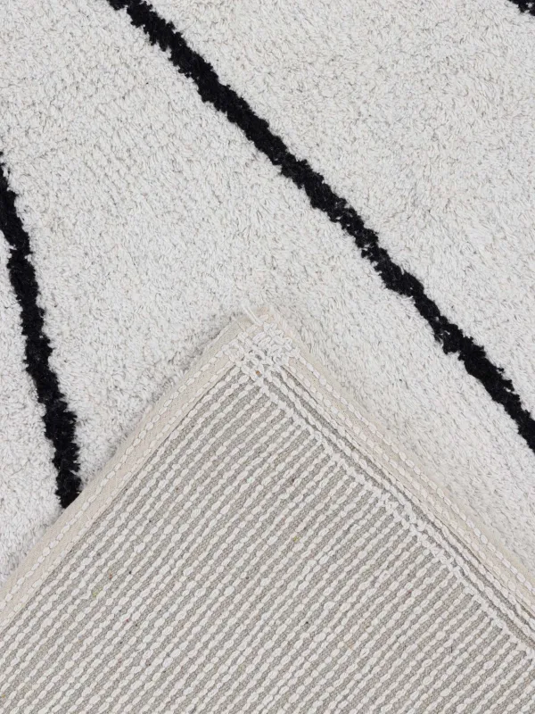 Ковер, 150х210 см, хлопок, молочный, Линии, Rhombic, image-4