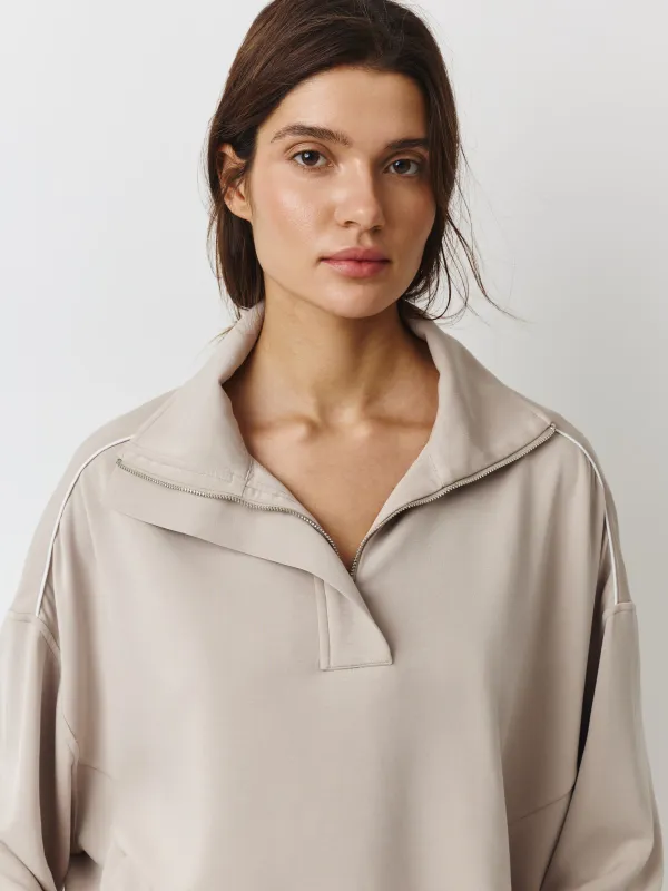 Толстовка женская, р. S, с кнопками, модал/полиэстер/спандекс, бежевая, Alice, image-3