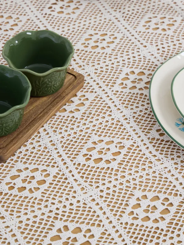 Скатерть, 160х160 см, с кисточками, Ажурный узор, Tracery, image-3