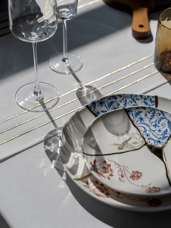 Дорожка настольная, 40х160 см, полиэстер, белая, Линии, Trim gold, image-5