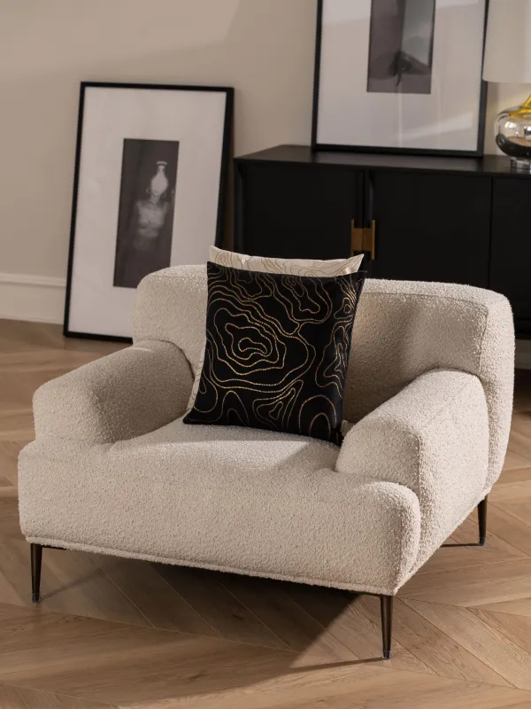 Подушка декоративная, 45х45 см, жаккард/вельвет, черная, Золотистые линии, Abstract, image-7