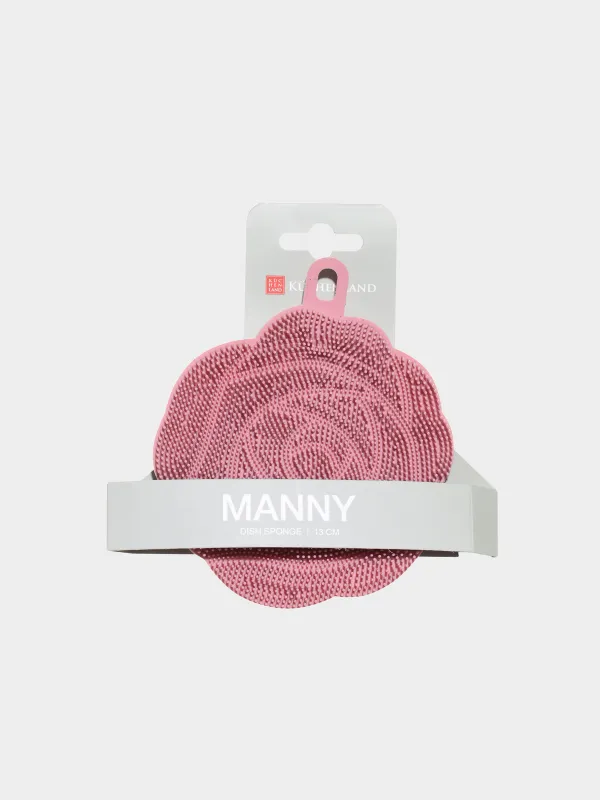 Губка для мытья посуды, 13х11 см, силикон, пудровая, Роза, Manny, image-3