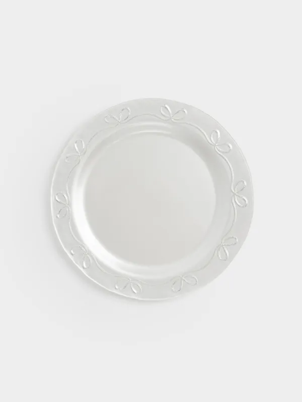 Тарелка закусочная, 21 см, стекло, белая, Банты, Bows pattern, image-0