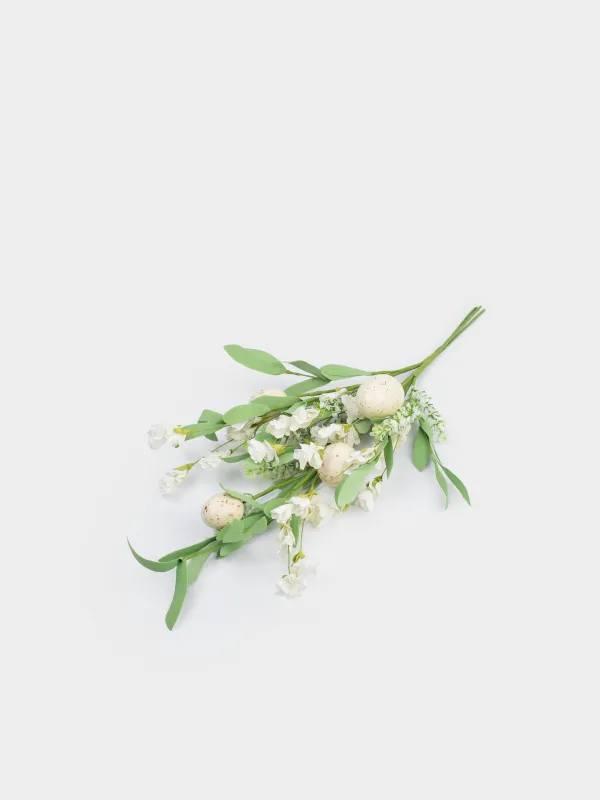 Ветка декоративная, 53 см, Желтые яйца и цветы, Natural Easter decor, image-3