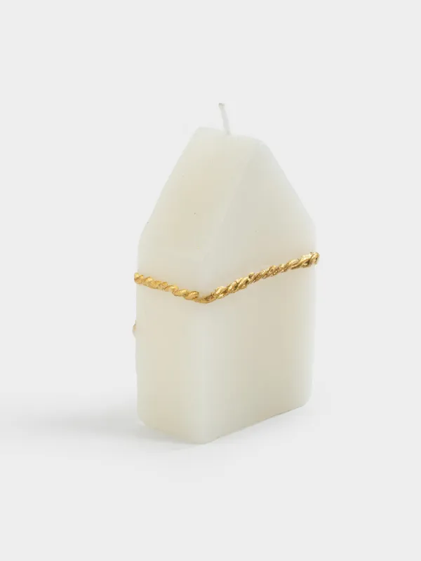 Свеча, 5х8 см, молочно-золотистая, Домик, House shape, image-2
