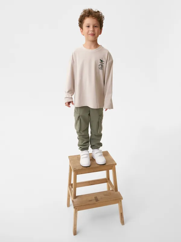 Лонгслив детский, для мальчиков, хлопок/спандекс, серо-бежевый, Carson, image-6