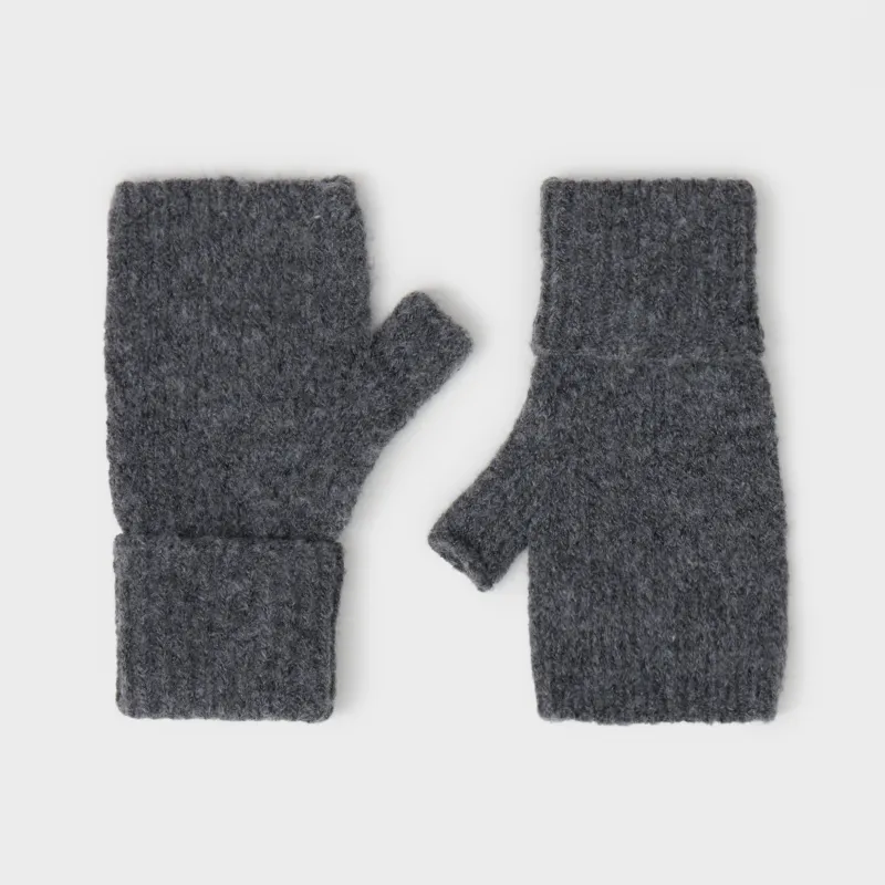 Митенки женские, единый размер, акрил/полиэстер, серые, Knitting fuzz