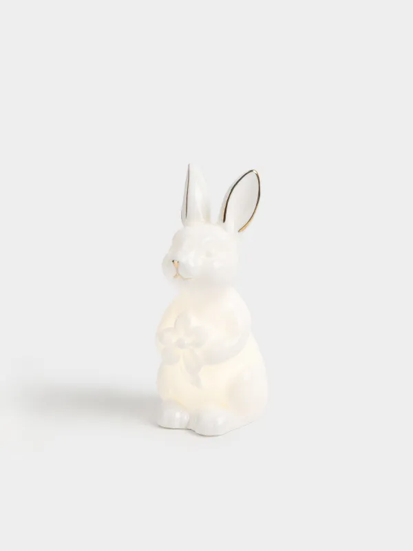 Статуэтка с подсветкой, 13 см, фарфор P, бело-золотистая, Кролик, Rustic Easter, image-2