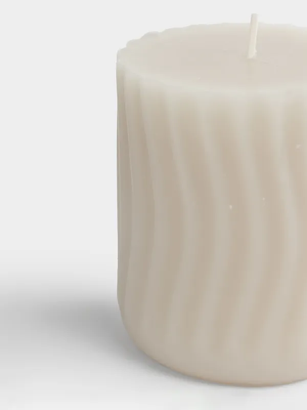 Свеча, 8х9 см, цилиндрическая, Ribbed candle, image-1