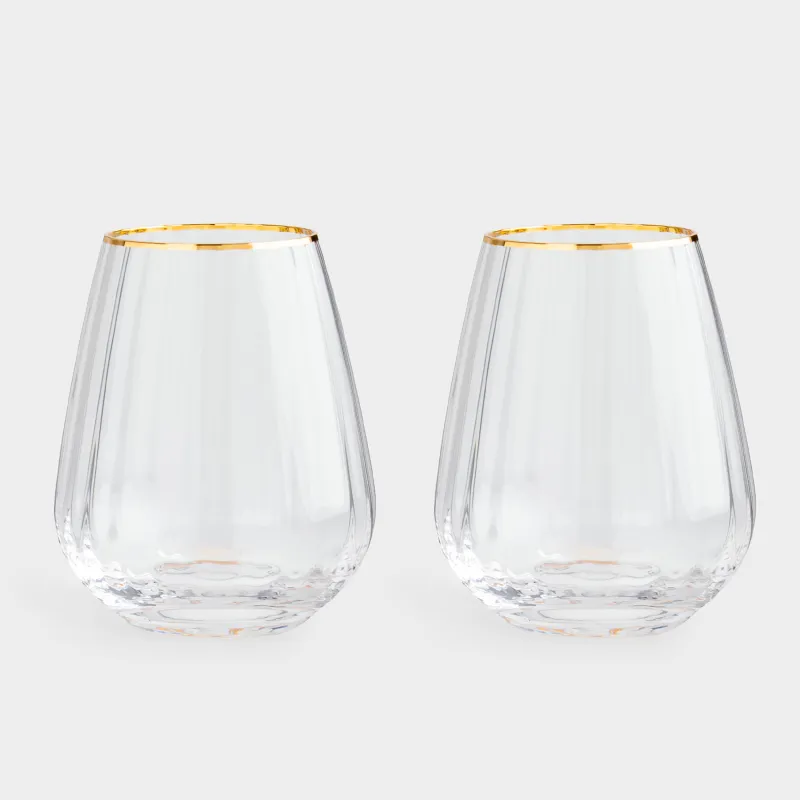 Стакан, 11 см, 430 мл, 2 шт, стекло, с золотистым кантом, Glyfada